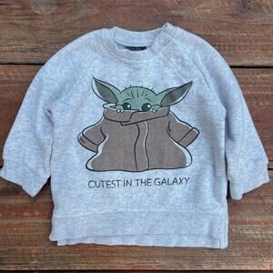 Star Wars Baby Yoda Sweatshirt 3-6M | Gray Cutest in Galaxy Mandalorian Pullover